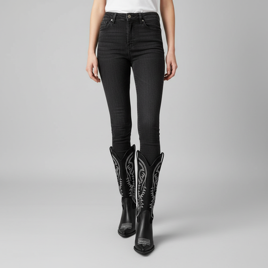 Sharon | Women's Embroidered Knee High Cowboy Boots