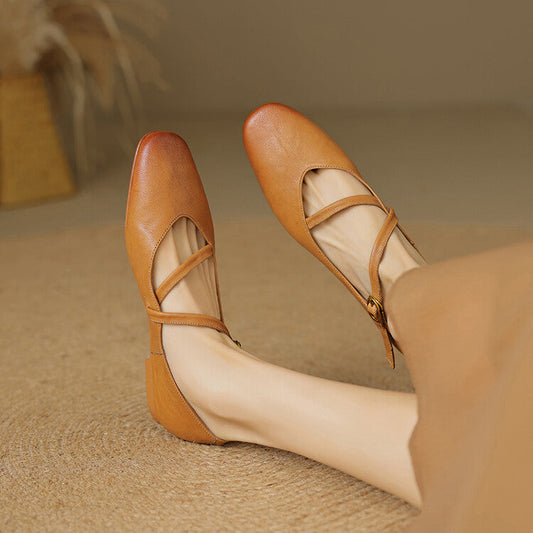 Molly | Women's Leather Ankle-Strap Ballerinas