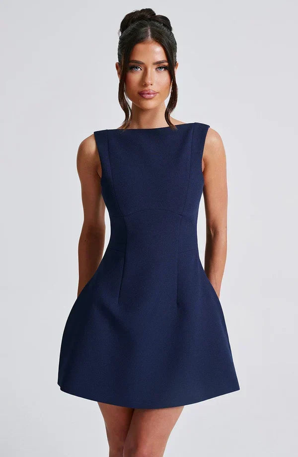 Armgard | Women's Elegant Boat Neck Mini Dress