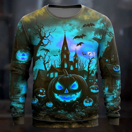 Frank | Men's Long-Sleeved Halloween Graphic Crew Neck Sweatshirt
