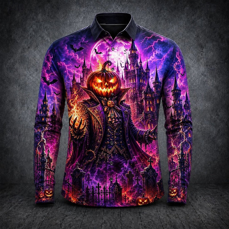 Tyler | Men's Halloween Gothic Pumpkin Man Long-Sleeve Shirt