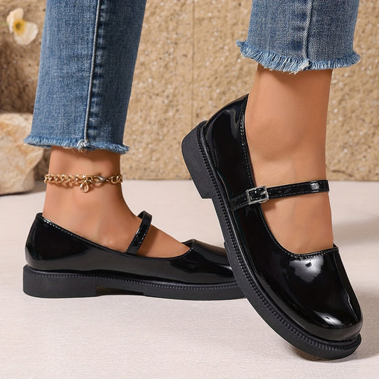 Lisa | Women's Patent Leather Buckle Strap Mary Jane Shoes