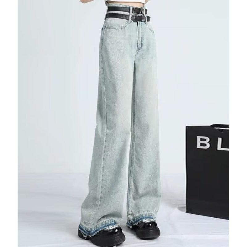 Wendy | Women's High-Waisted Light Wash Wide-Leg Pants