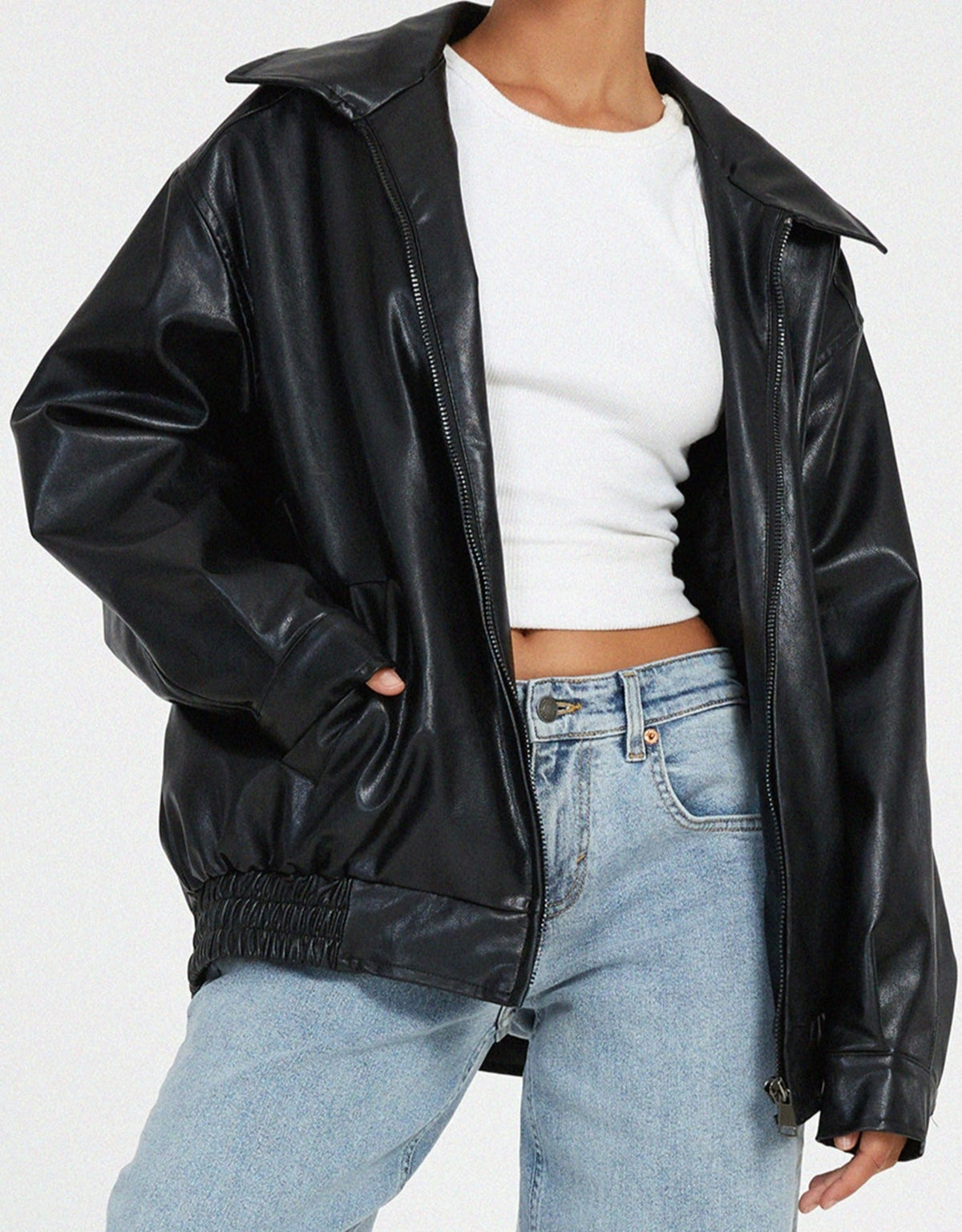 Ruby | Women's Vinage Leather Oversized Jacket
