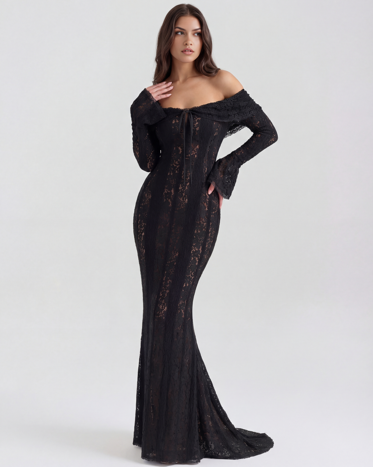 Helen | Women's Off-Shoulder Maxi Wedding Guest Dress
