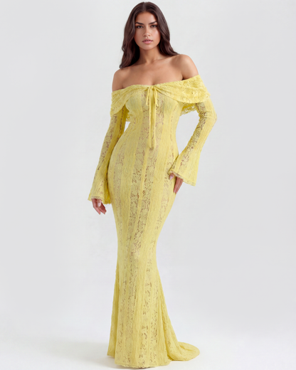Helen | Women's Off-Shoulder Maxi Wedding Guest Dress