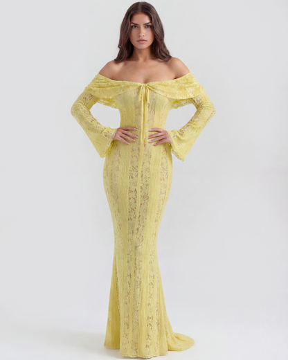 Helen | Women's Off-Shoulder Maxi Wedding Guest Dress