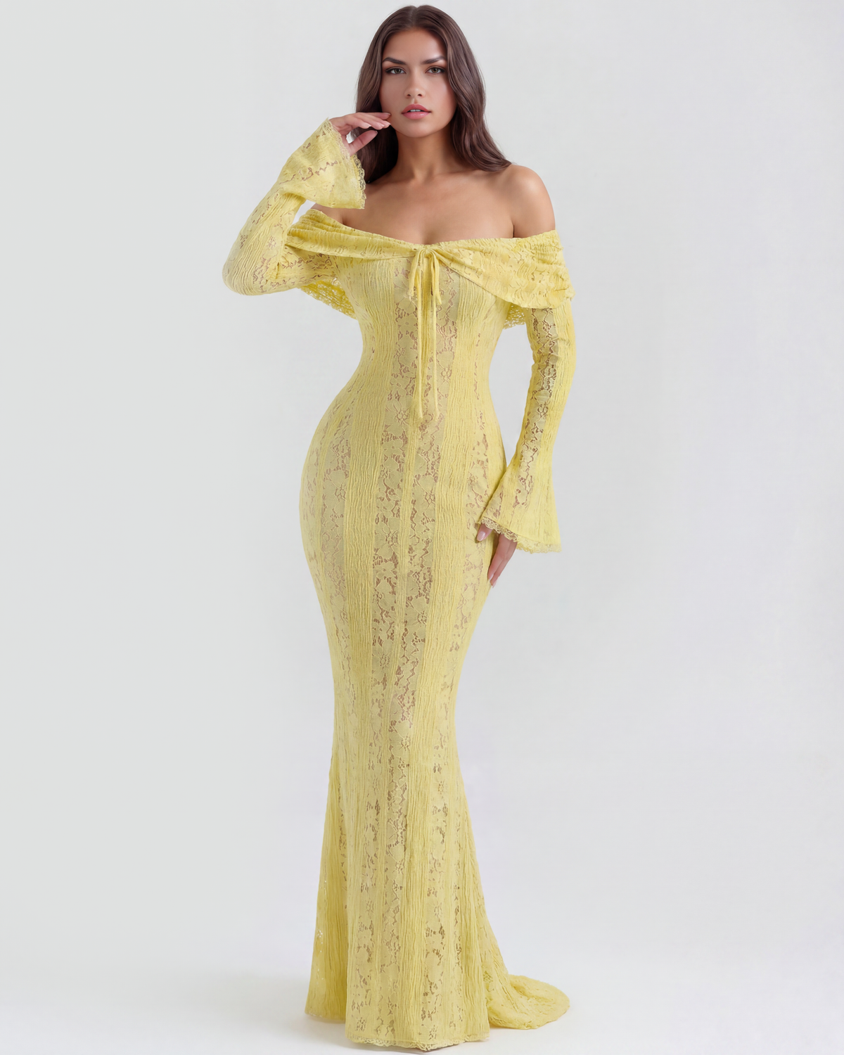 Helen | Women's Off-Shoulder Maxi Wedding Guest Dress