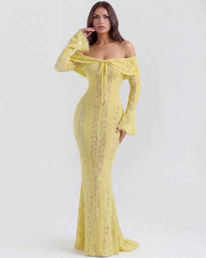 Helen | Women's Off-Shoulder Maxi Wedding Guest Dress