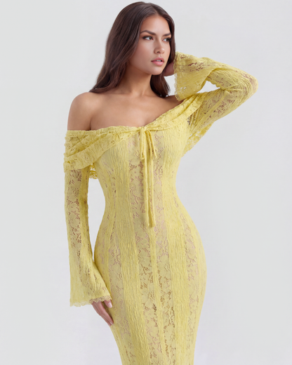 Helen | Women's Off-Shoulder Maxi Wedding Guest Dress