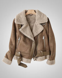 Florence | Women's Leather Sherpa Biker Jacket