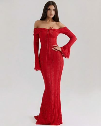 Helen | Women's Off-Shoulder Maxi Wedding Guest Dress