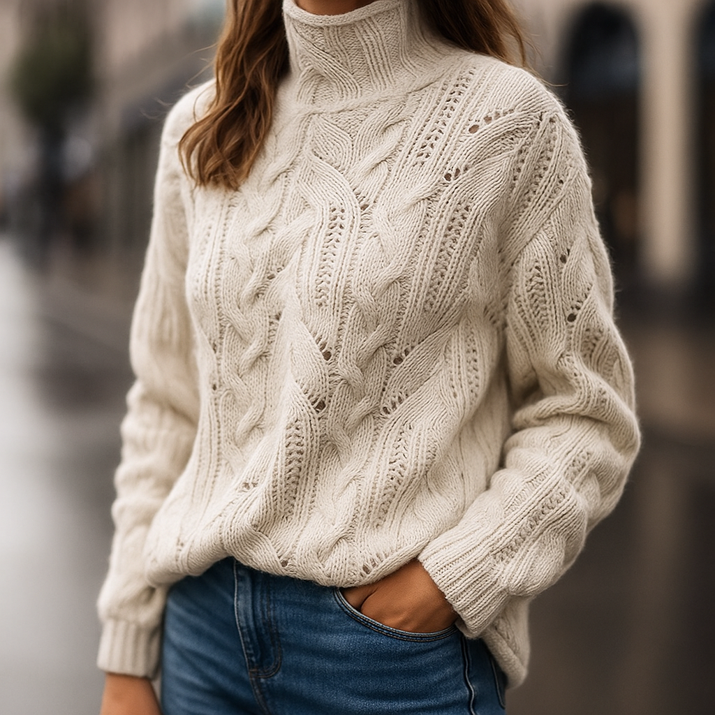 Poppy | Women's Cable-Knit High Collar Winter Sweater