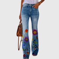 Arabella | Women's Floral Printed Flared Jeans