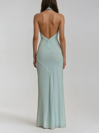 Joanne | Women's Backless Halter Maxi Dress