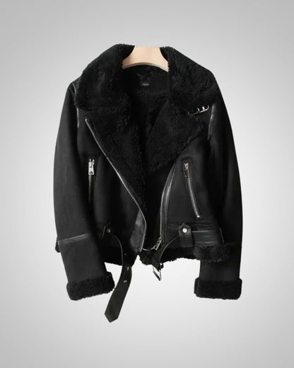 Florence | Women's Leather Sherpa Biker Jacket