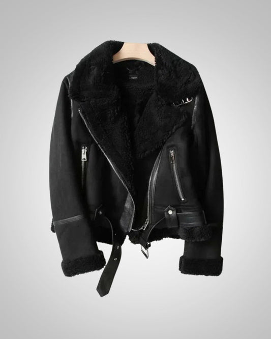 Florence | Women's Leather Sherpa Biker Jacket