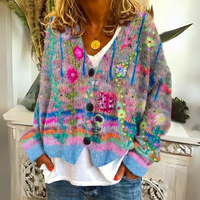 Laura | Women's Colorful Floral Knitted Cardigan Jumper