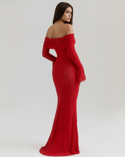 Helen | Women's Off-Shoulder Maxi Wedding Guest Dress