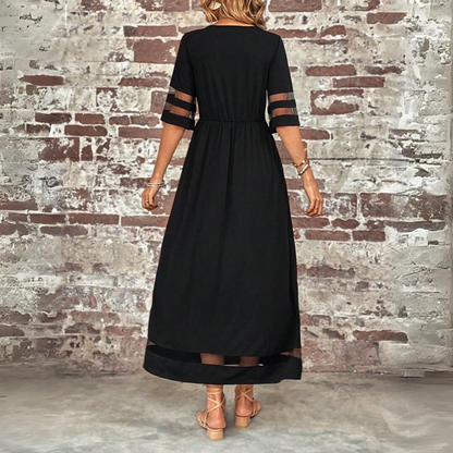 Carolyn | Women's Elegant Mesh-Detail Maxi Dress