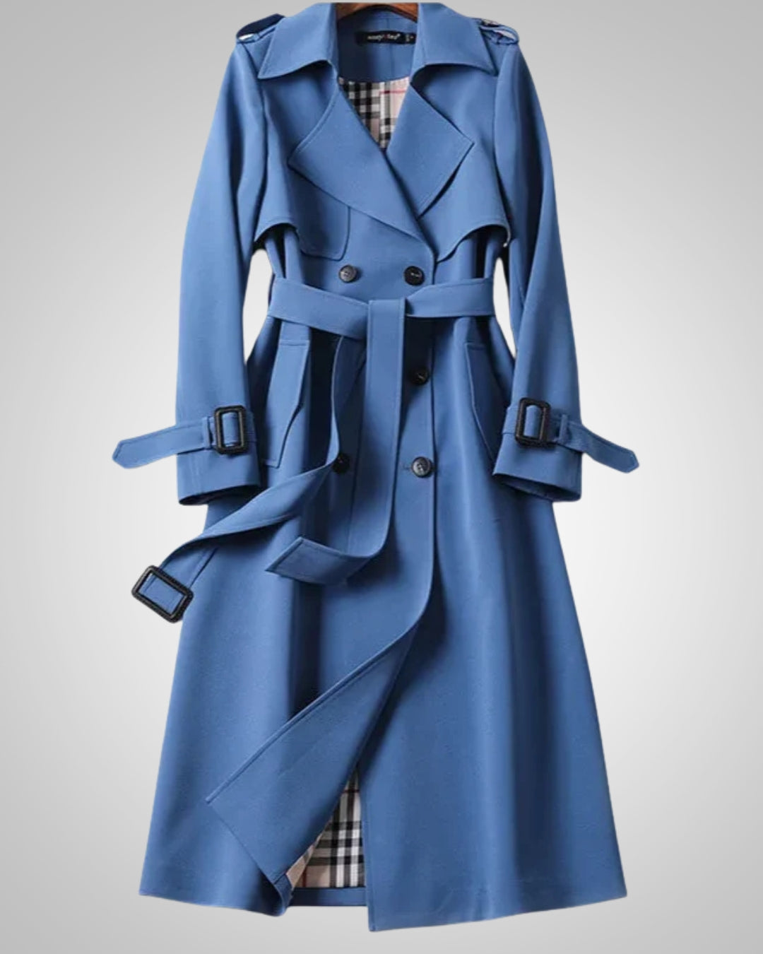 Imogen | Women's Classic Checkered Pattern Trenchcoat