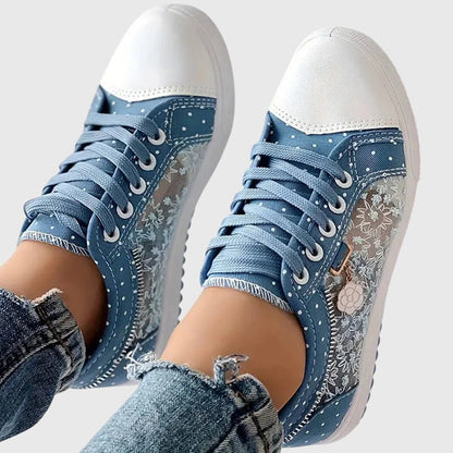 Jasmine | Women's Trendy Embroided Laced Sneakers