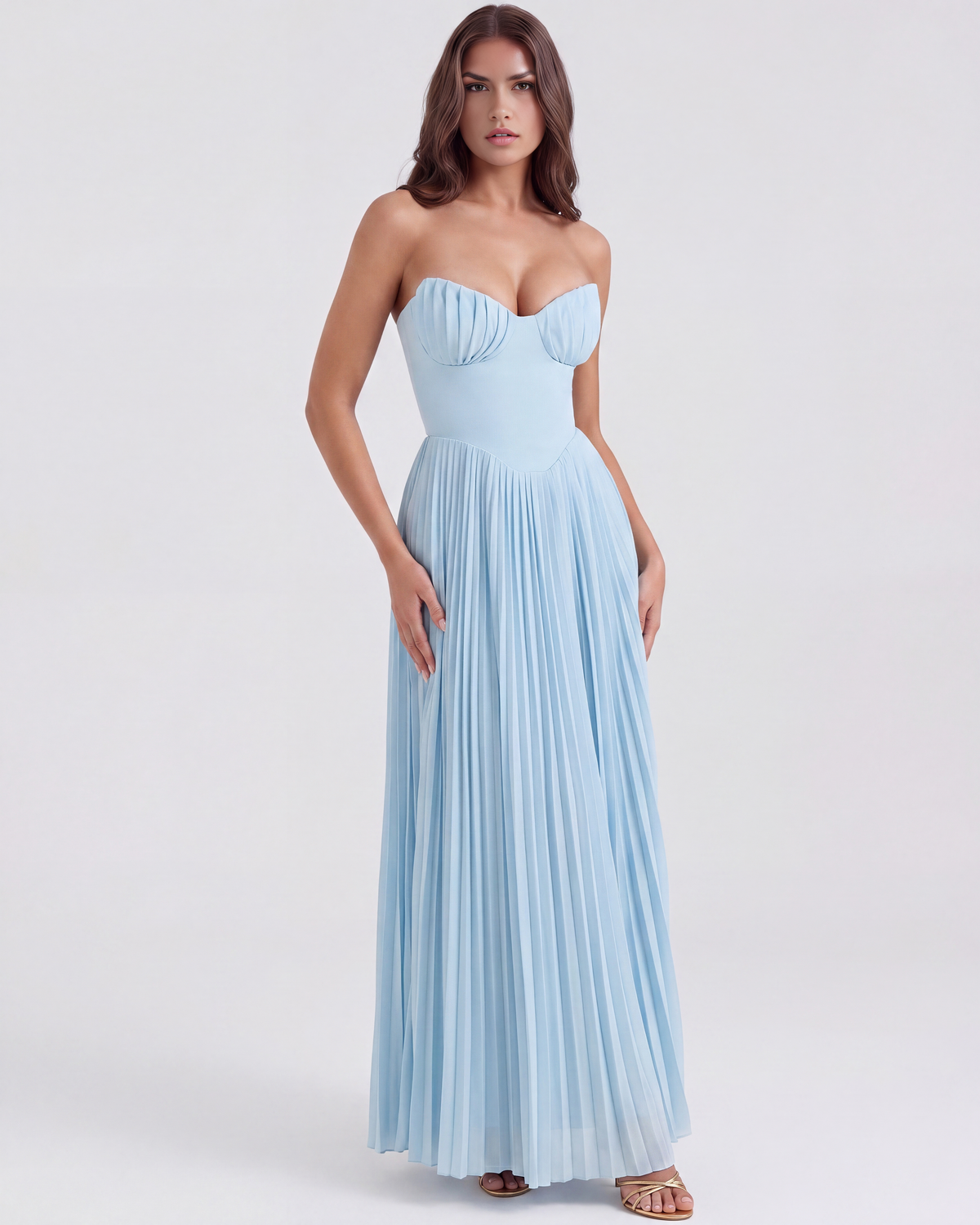 Patricia | Women's Elegant Pleated Maxi Dress