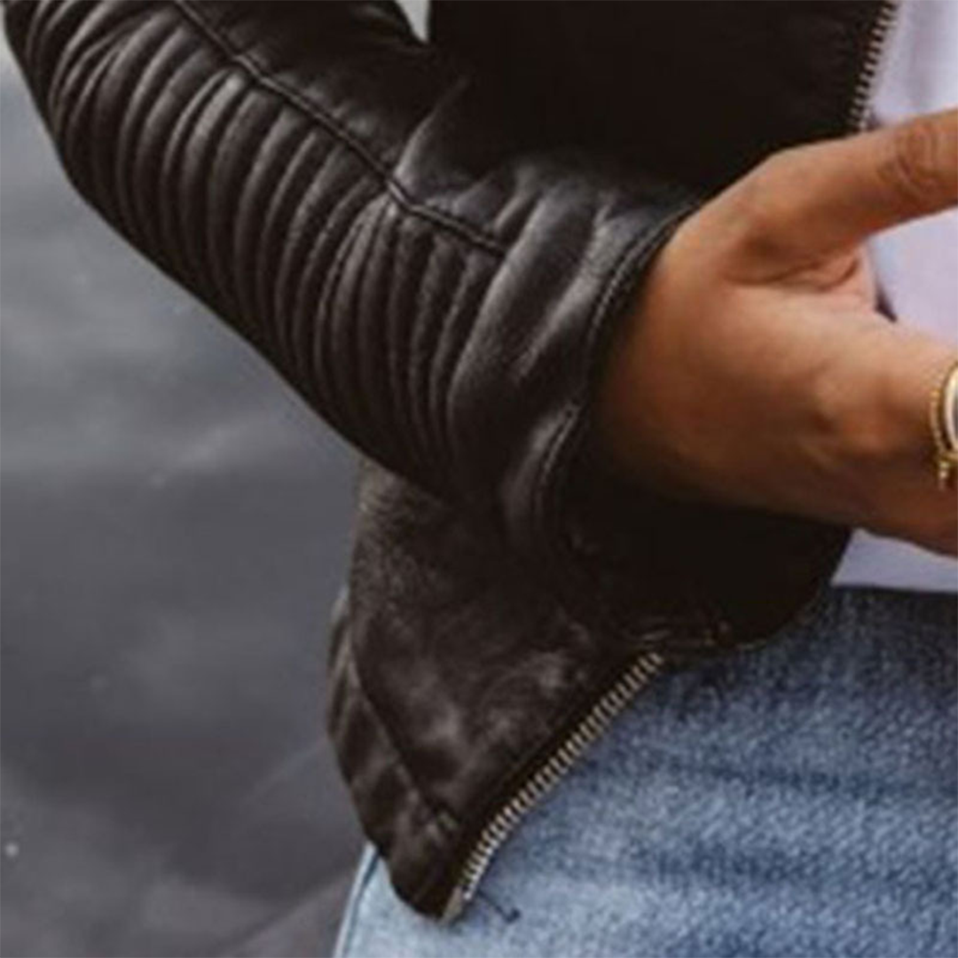 Tilly | Women's Quilted Faux Leather Biker Jacket