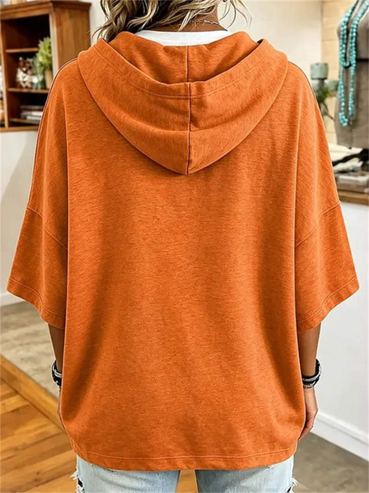 Florence | Women's Halloween Orange Pumpkin Quarter Sleeve Hoodie