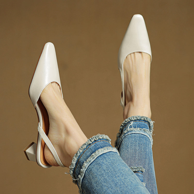 Holly | Women's Casual Pointed Toe Sling Back Mary Janes
