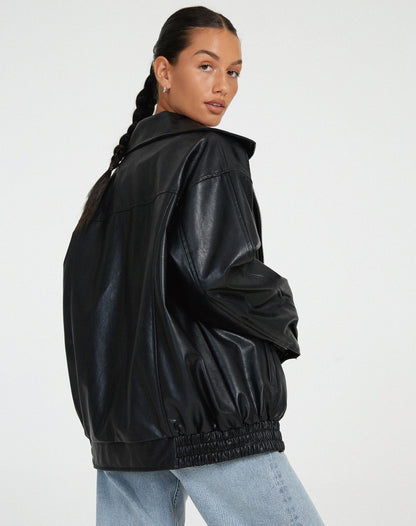 Ruby | Women's Vinage Leather Oversized Jacket