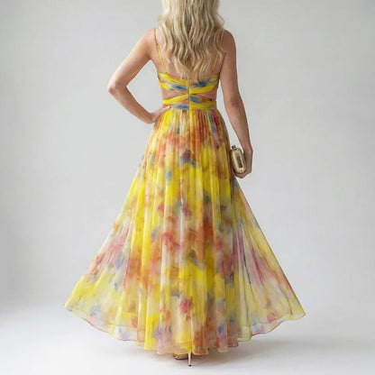 Camilla | Women's Long Watercolor Evening Dress