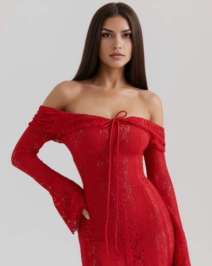 Helen | Women's Off-Shoulder Maxi Wedding Guest Dress
