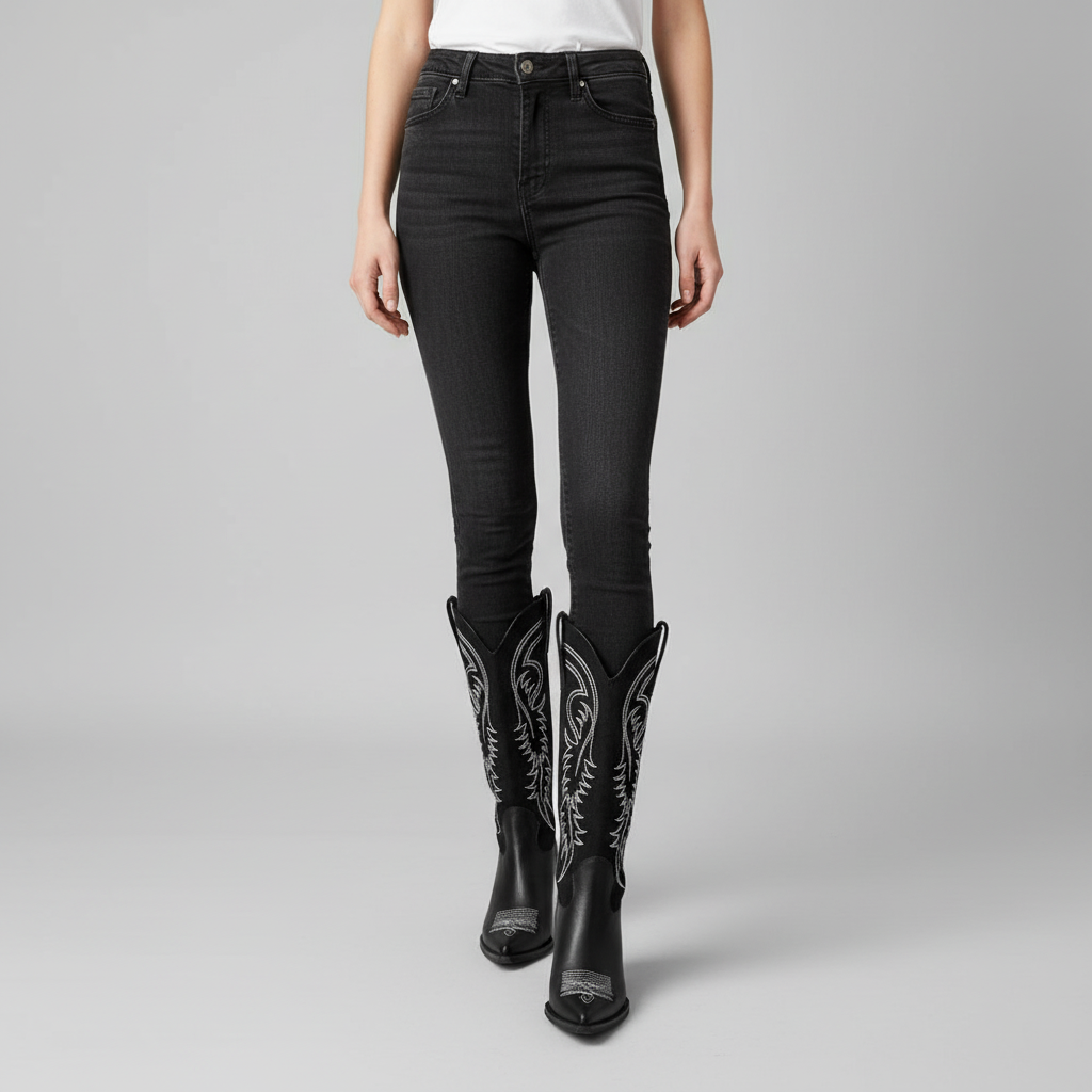 Sharon | Women's Embroidered Knee High Cowboy Boots