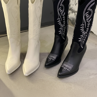 Sharon | Women's Embroidered Knee High Cowboy Boots