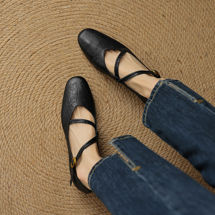 Molly | Women's Leather Ankle-Strap Ballerinas
