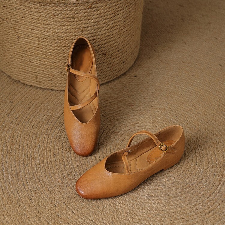 Molly | Women's Leather Ankle-Strap Ballerinas