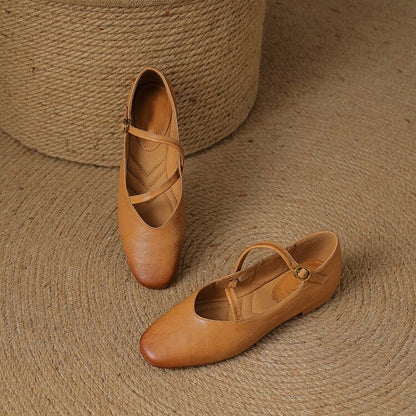 Molly | Women's Leather Ankle-Strap Ballerinas