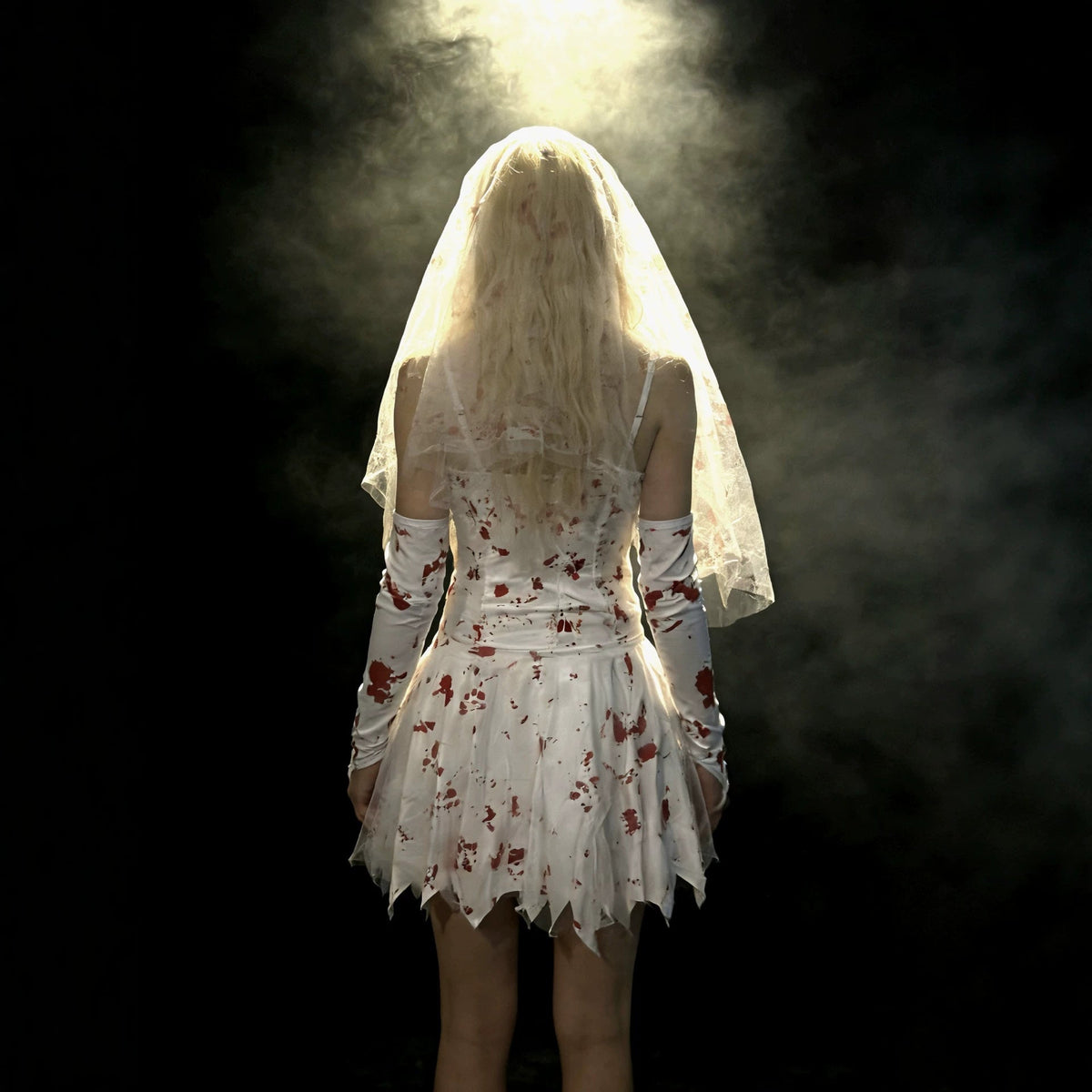 Lindsay | Women's Bloody Ghost Bride Halloween Costume with Veil and Corset Dress