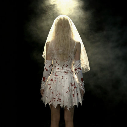 Lindsay | Women's Bloody Ghost Bride Halloween Costume with Veil and Corset Dress
