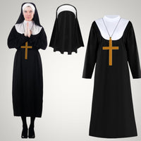 Natalie | Women's Nun Halloween Costume with Habit, Headscarf and Cross
