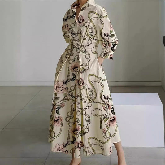 Ana | Women's Printed Longsleeves Maxi Dress