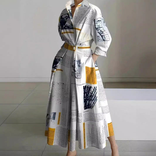 Ana | Women's Printed Longsleeves Maxi Dress