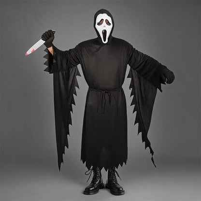 Kevin | Ghost Halloween Costume with Hooded Robe, Gloves and Mask