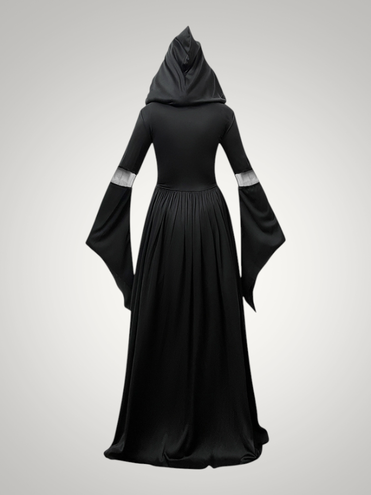 Ellie | Women's Halloween Hooded Gothic Witch Dress with Flared Skirt