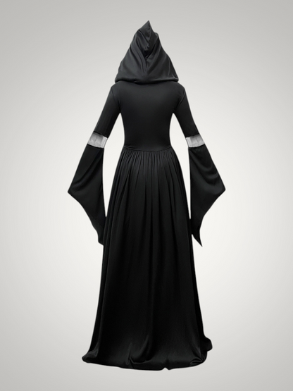 Ellie | Women's Halloween Hooded Gothic Witch Dress with Flared Skirt