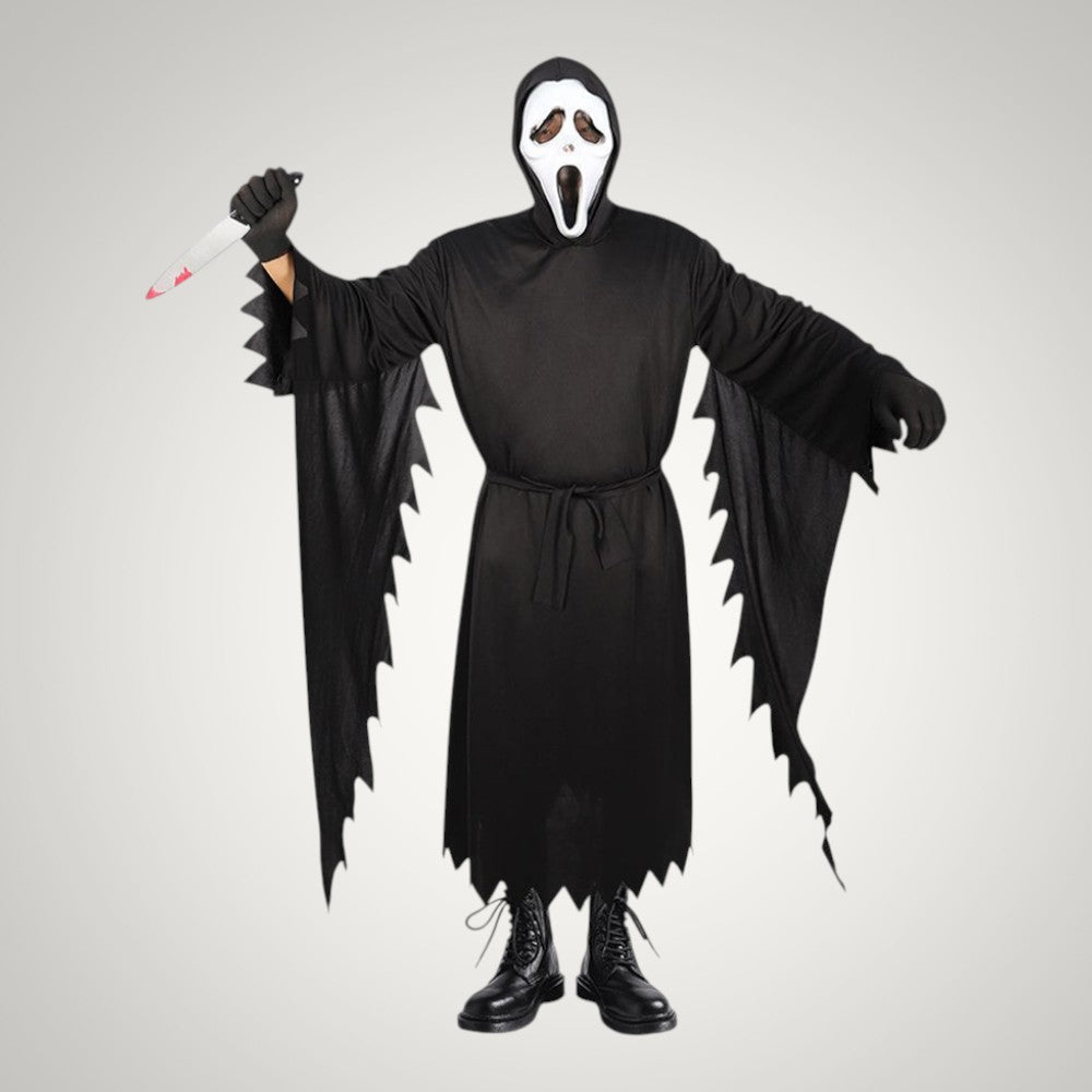 Kevin | Ghost Halloween Costume with Hooded Robe, Gloves and Mask