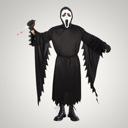 Kevin | Ghost Halloween Costume with Hooded Robe, Gloves and Mask