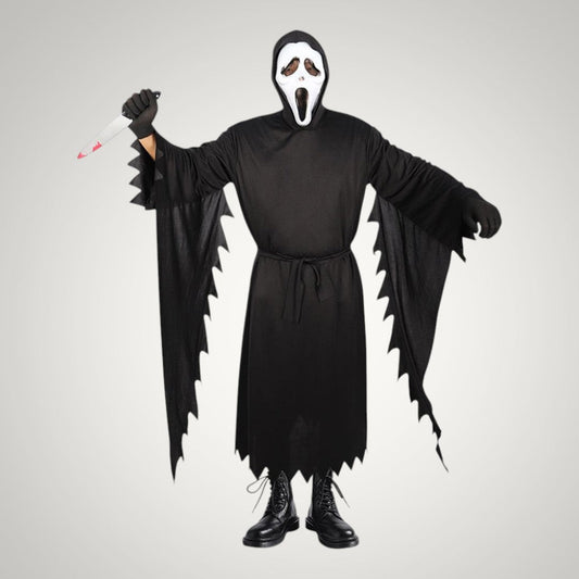Kevin | Ghost Halloween Costume with Hooded Robe, Gloves and Mask