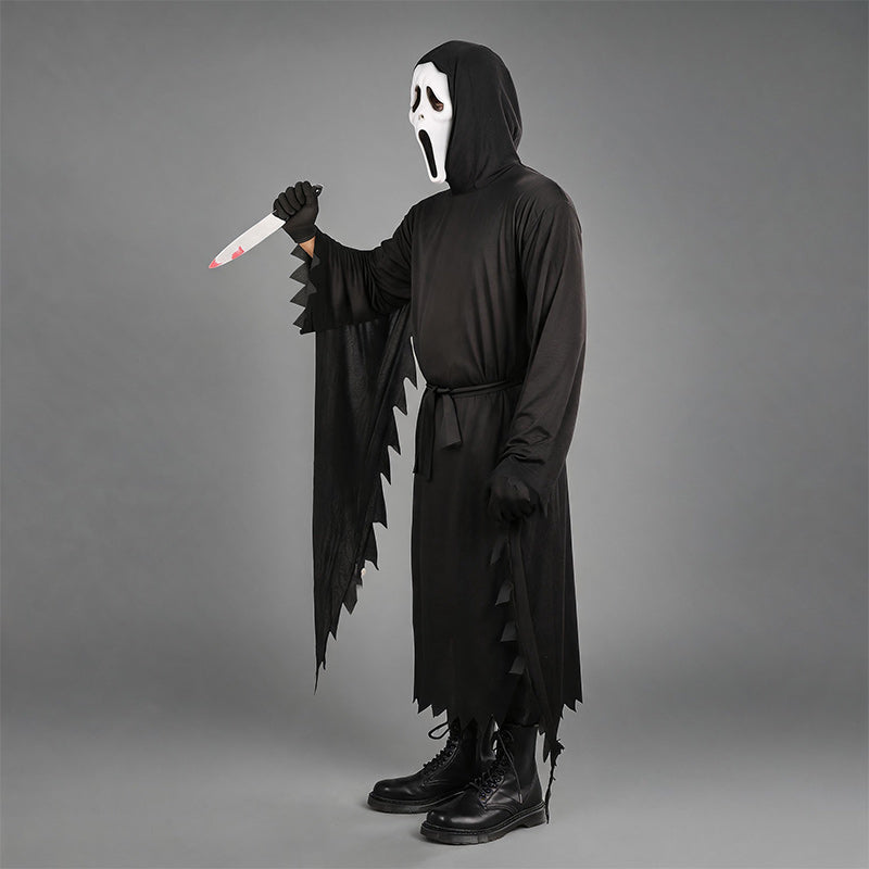 Kevin | Ghost Halloween Costume with Hooded Robe, Gloves and Mask